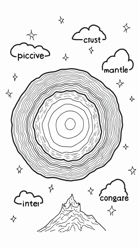 layers of earth coloring page